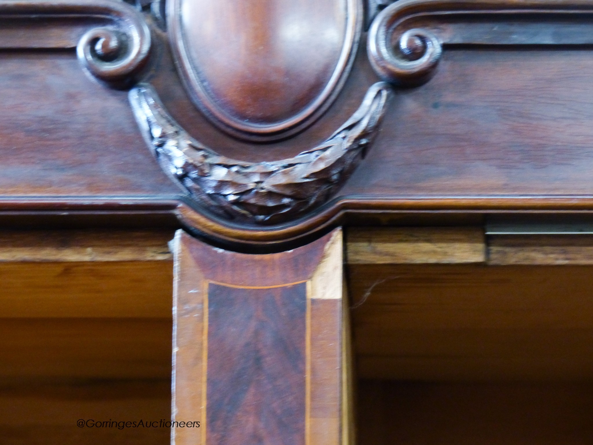 An early 20th century continental mirrored mahogany wardrobe. W-160, D-55, H-219cm.